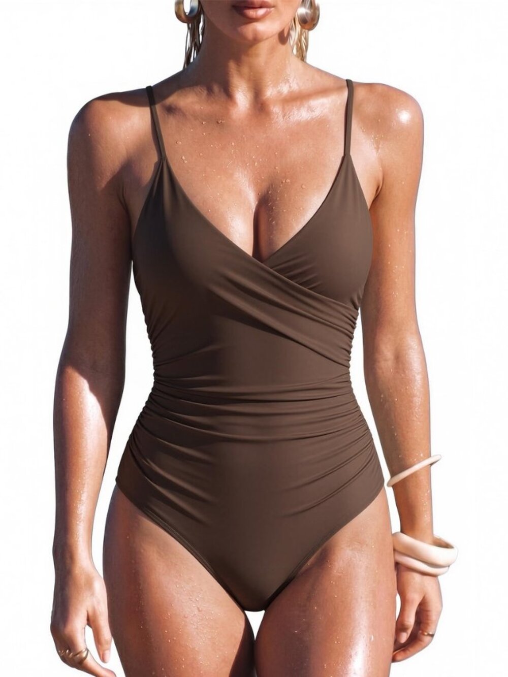 Women Sexy Wrap Push Up One Piece Swimsuit Tummy Control Bathing Suit